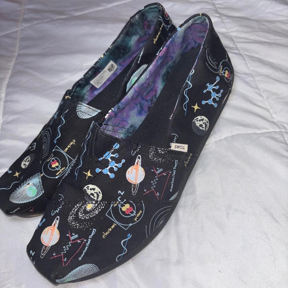 Tom's Cosmic Wonder glow in the dark slip on space science theme shoes